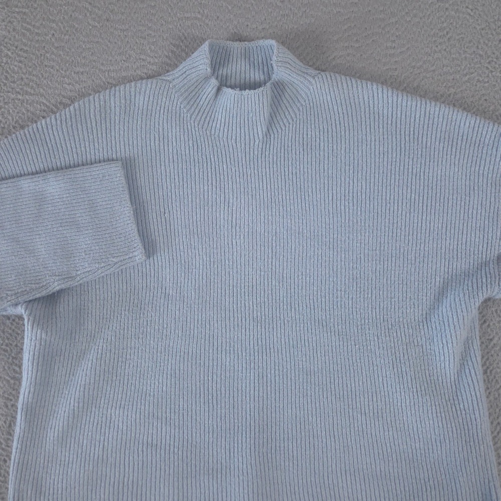 Abercrombie & Fitch Sweater Womens XL Light Blue Ribbed Mock Neck Oversized Knit